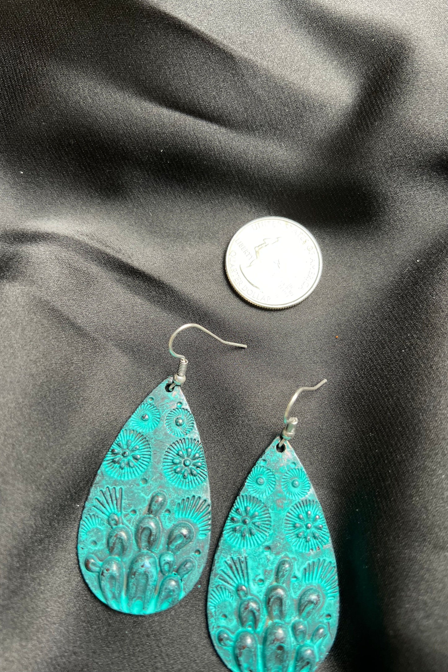 Teal Teardrop and Scenery Earrings