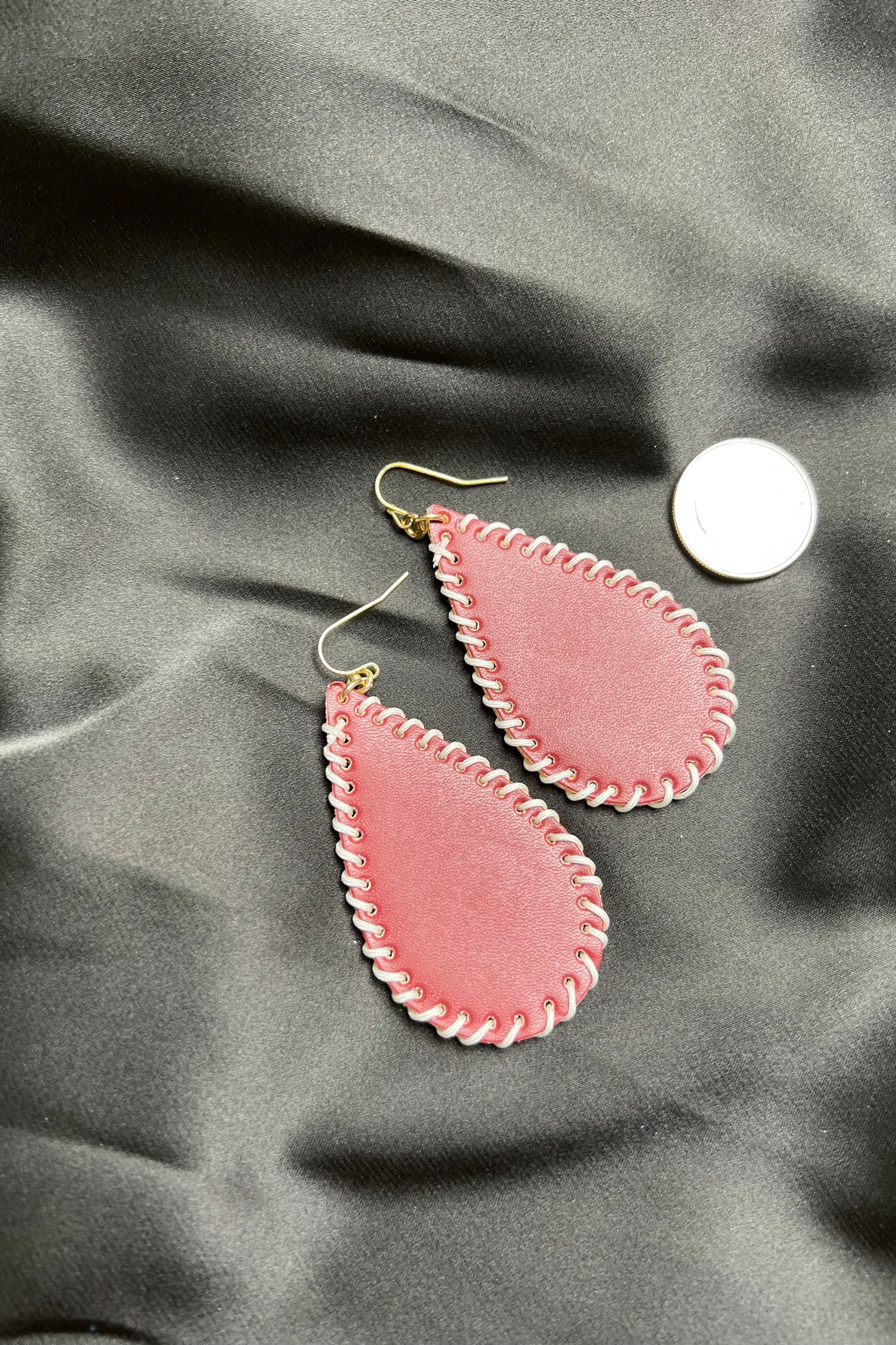Maroon Braided Teardrop Earrings