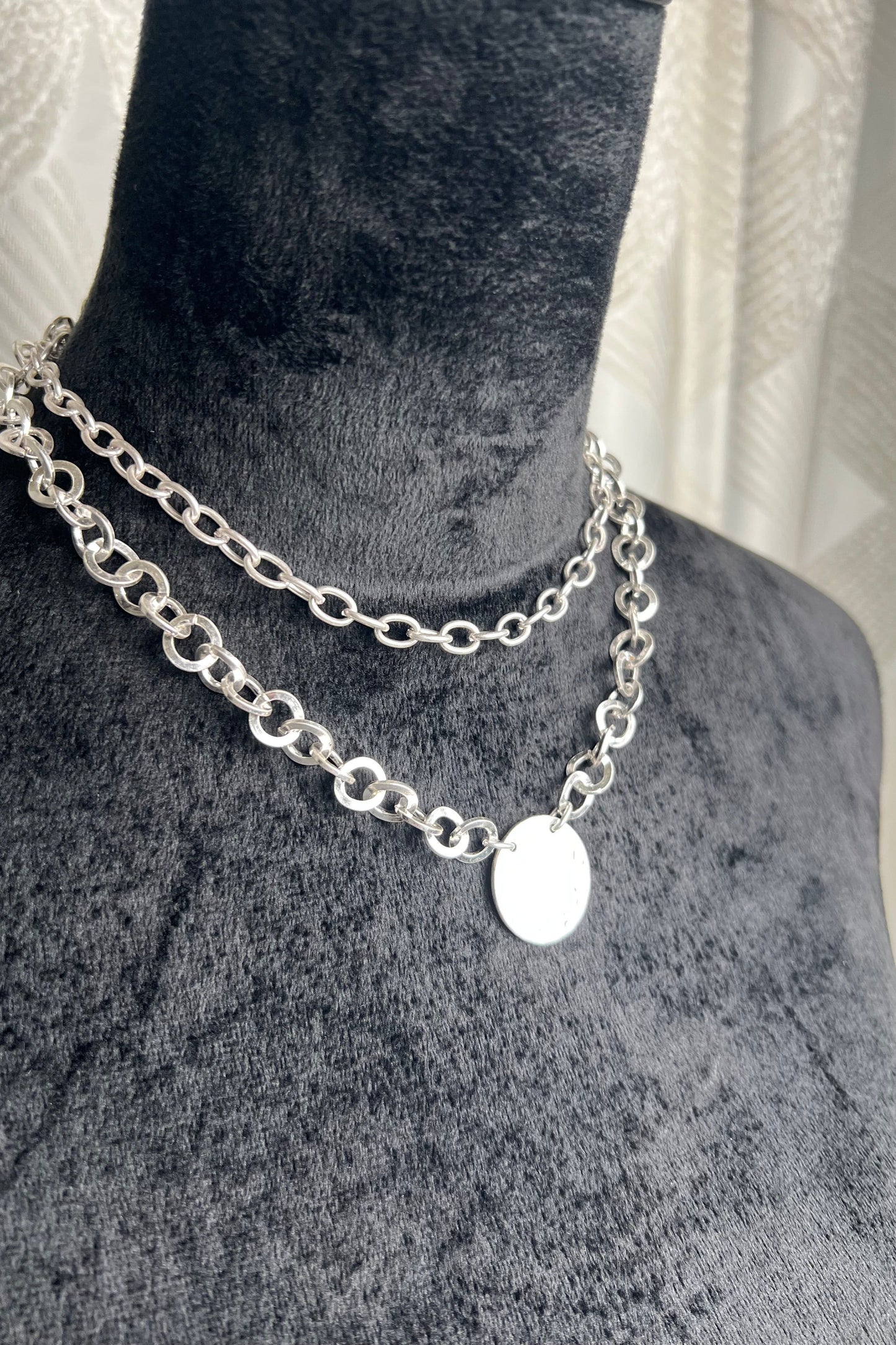 Layer Disc and Chains Necklace