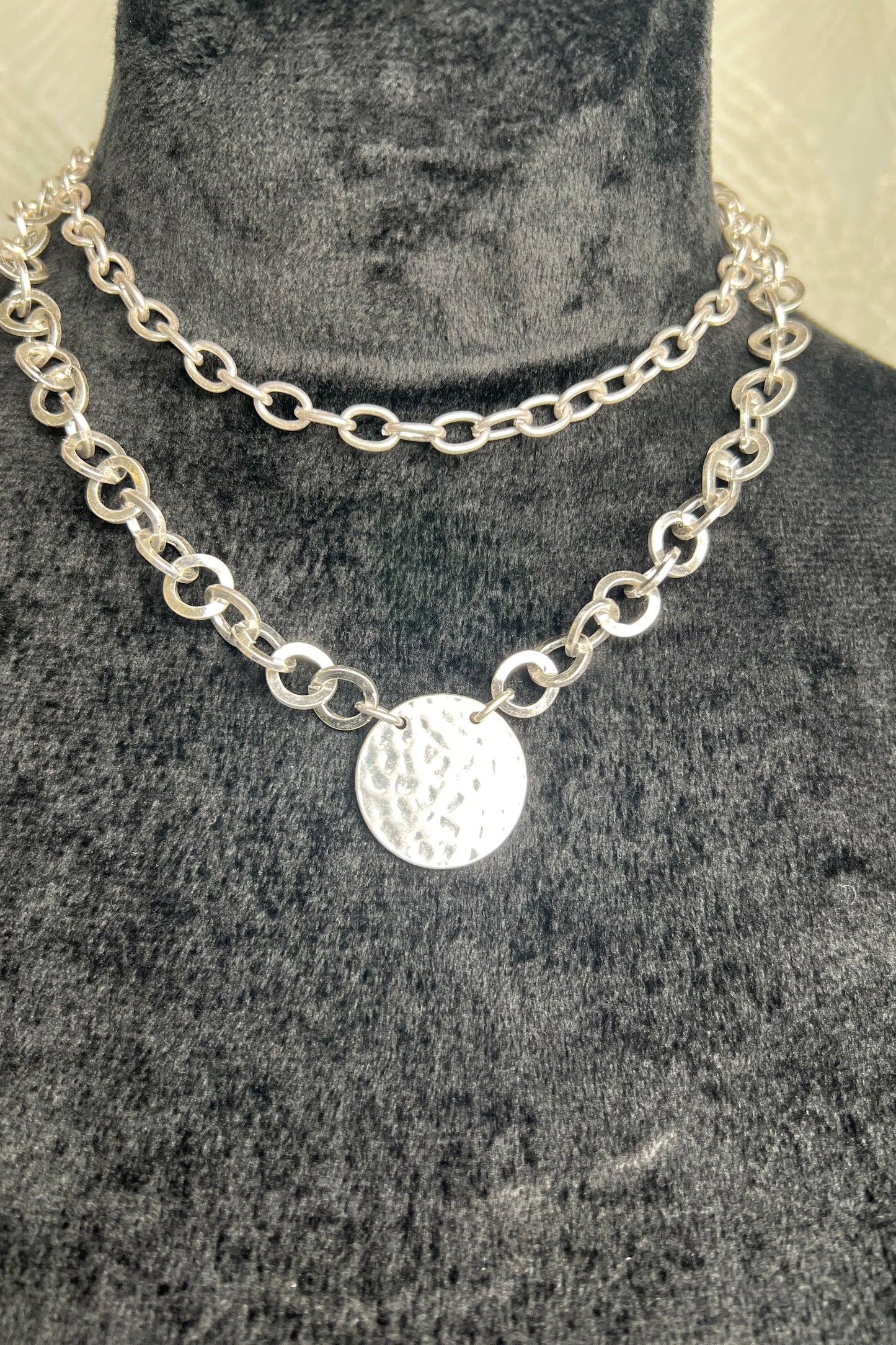 Layer Disc and Chains Necklace