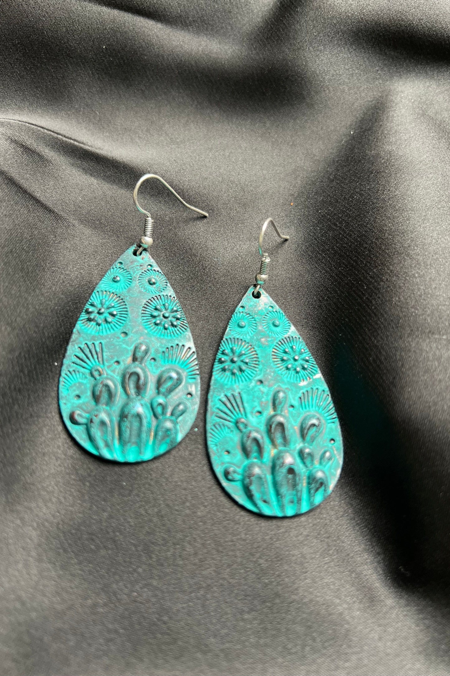 Teal Teardrop and Scenery Earrings