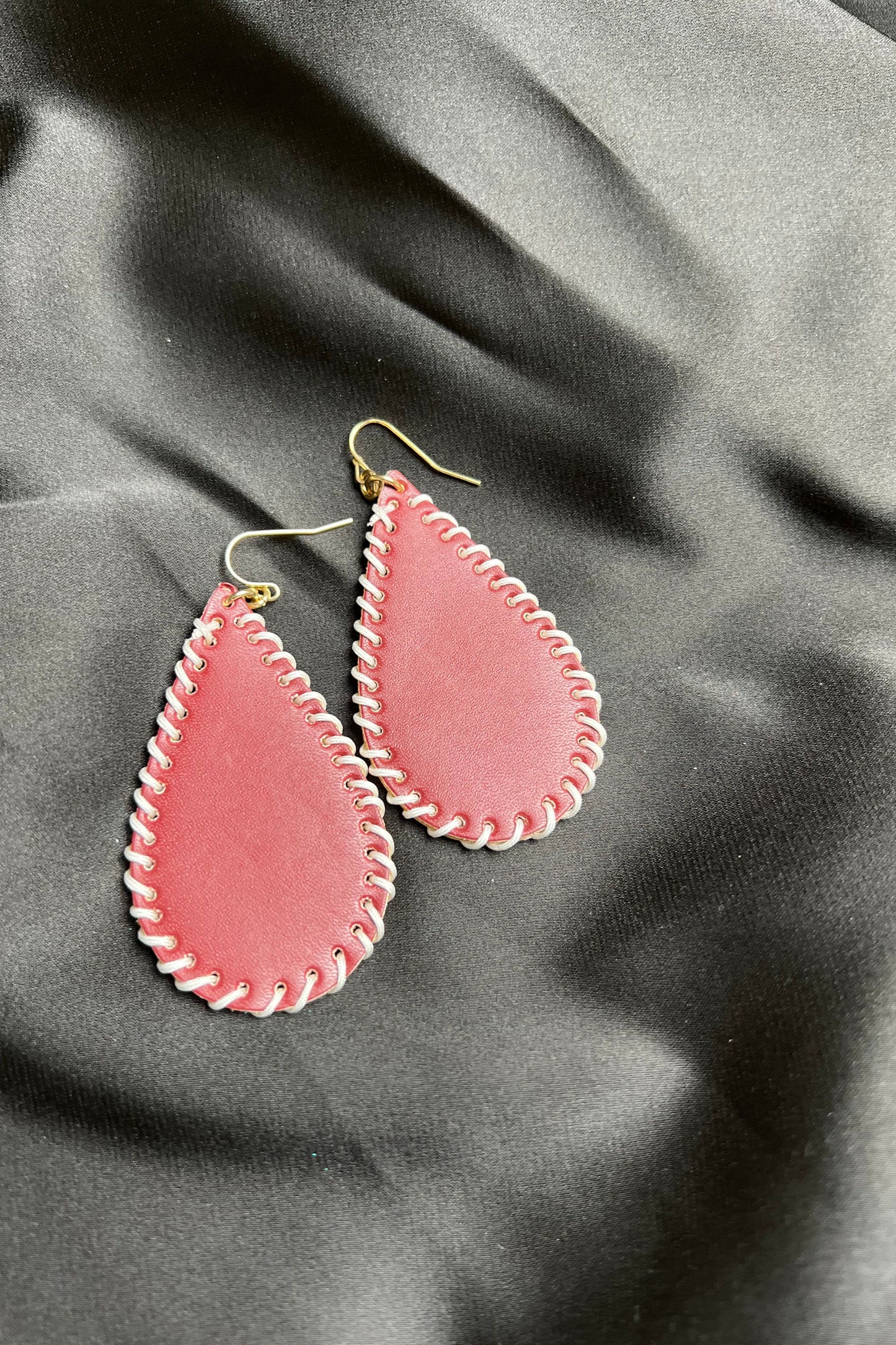 Maroon Braided Teardrop Earrings
