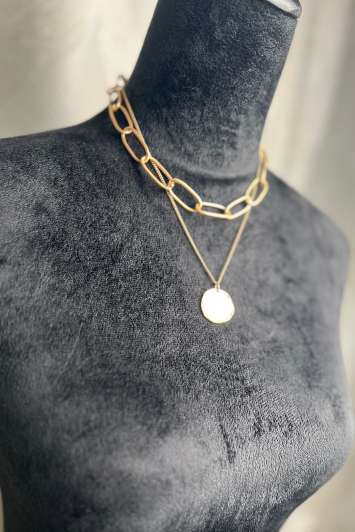 Layer Disc and Chains Necklace