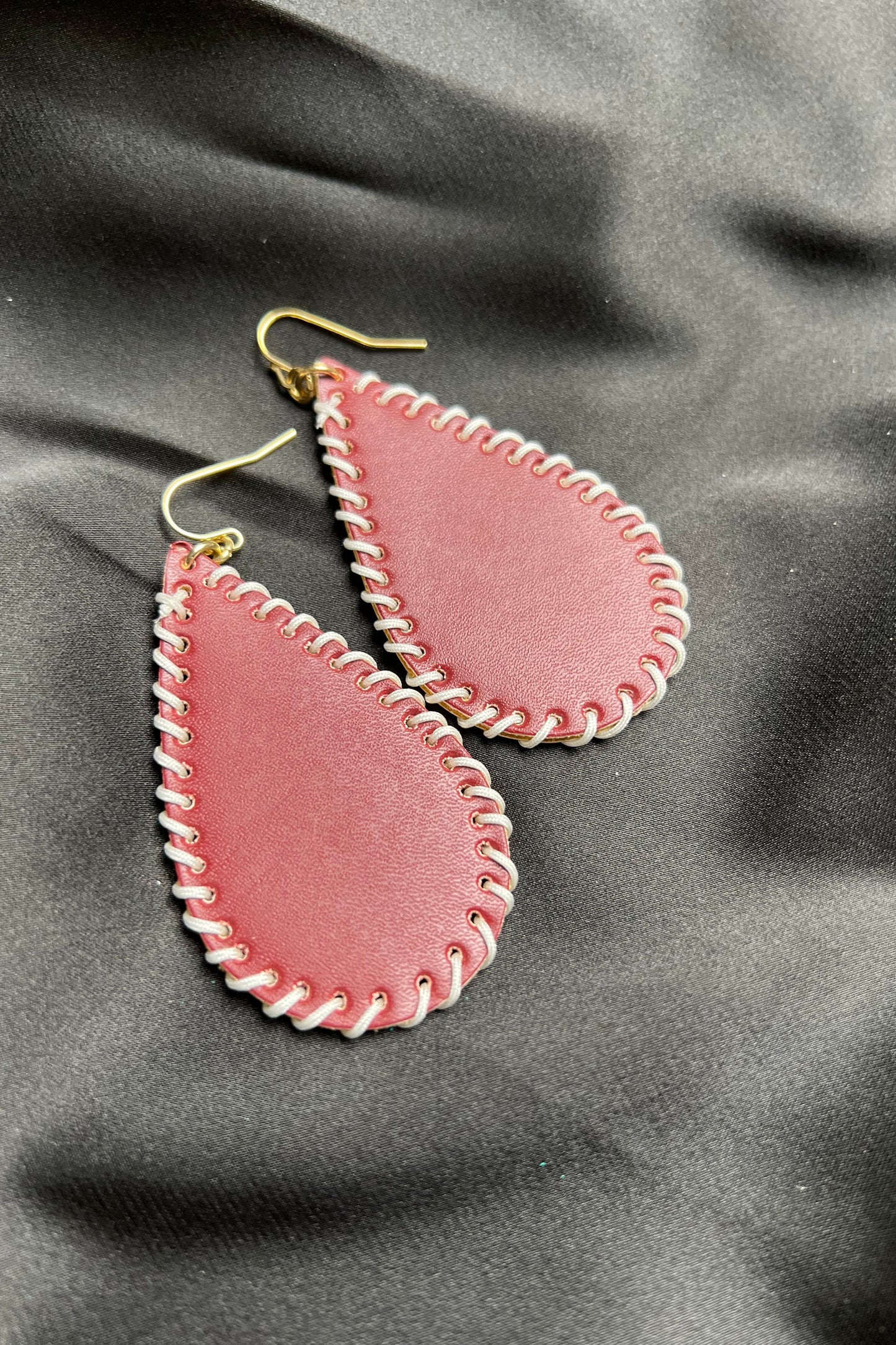 Maroon Braided Teardrop Earrings