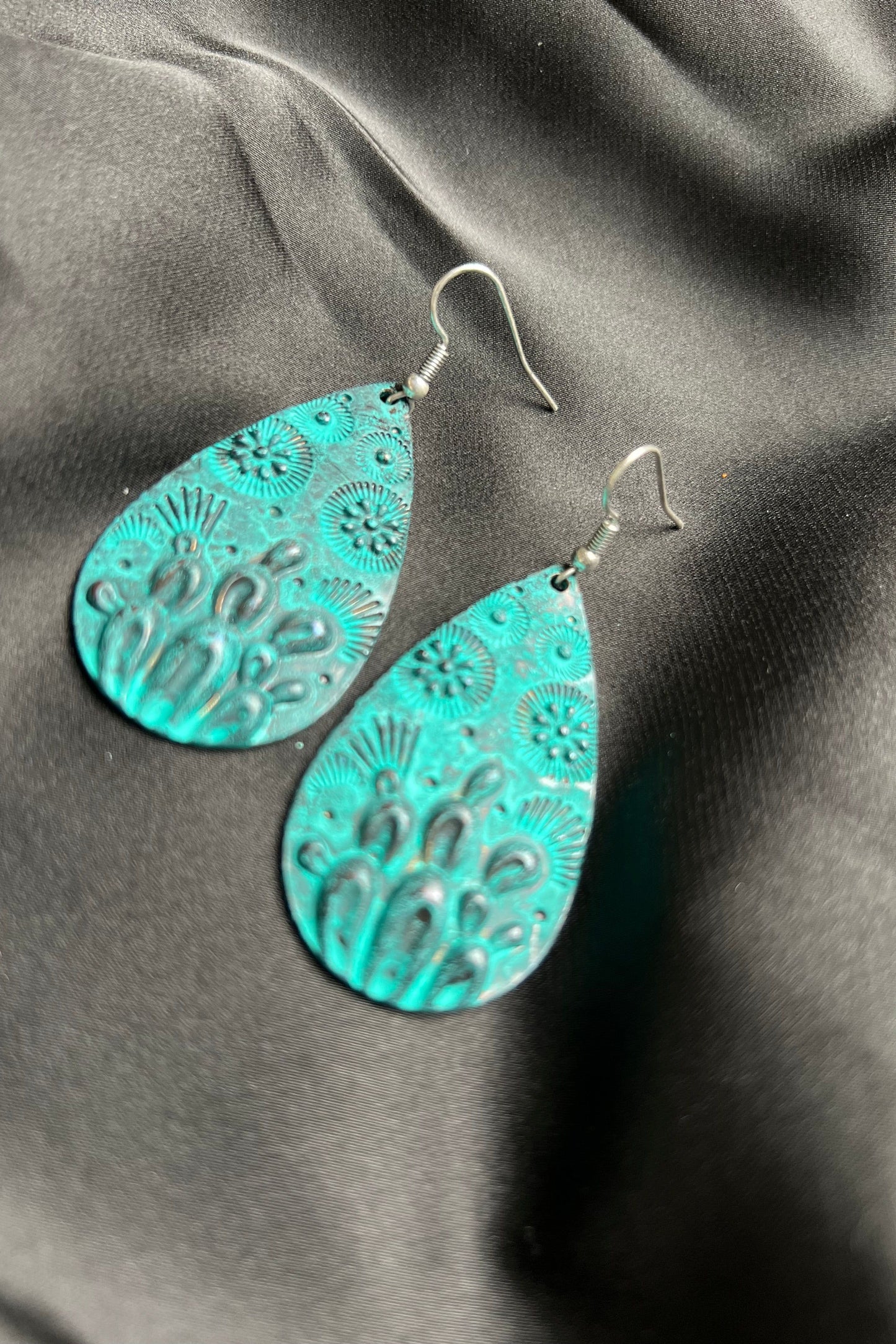 Teal Teardrop and Scenery Earrings