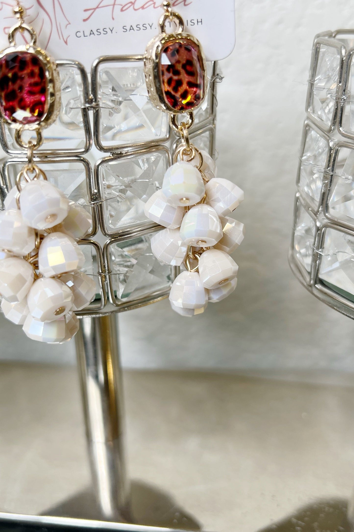 Multicolor Iridescent w/Stone: Earrings