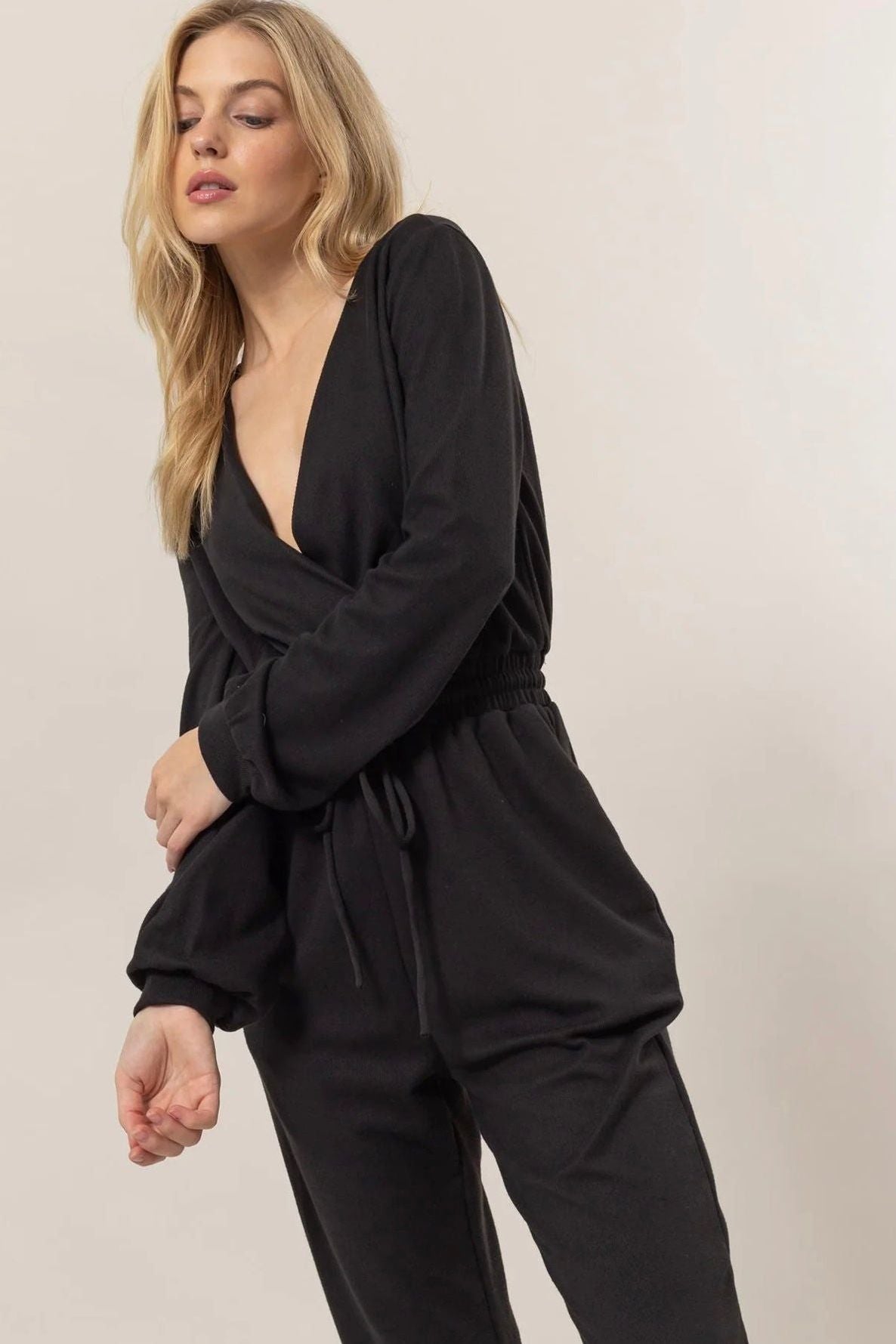 Knit Drawstring Romper