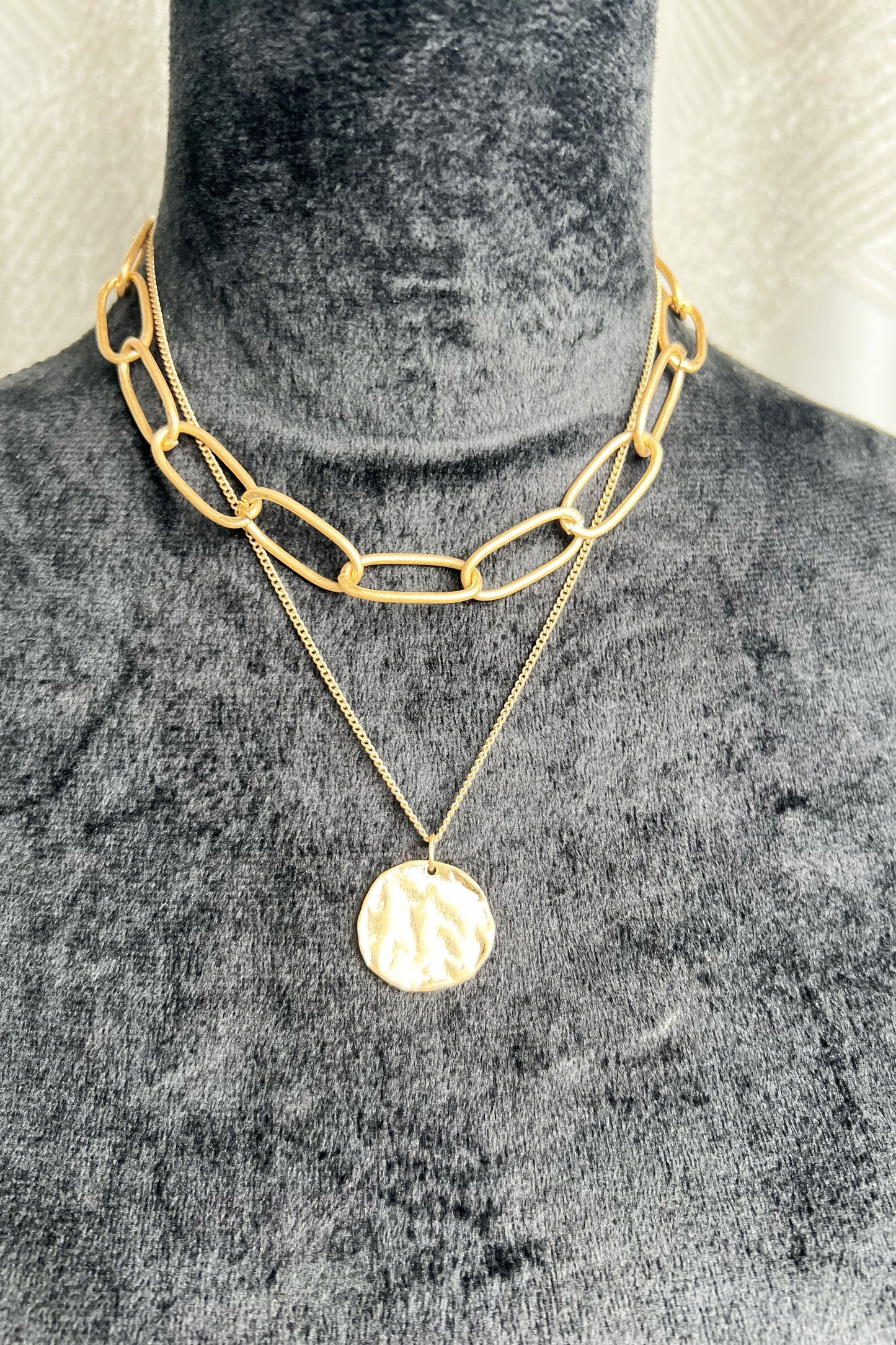 Layer Disc and Chains Necklace