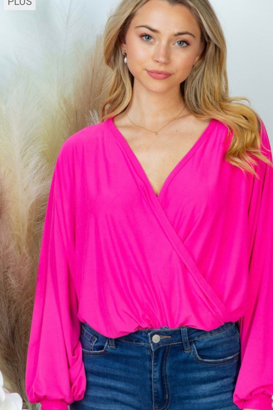 Hottie In Pink Wrap Bodysuit-PLUS