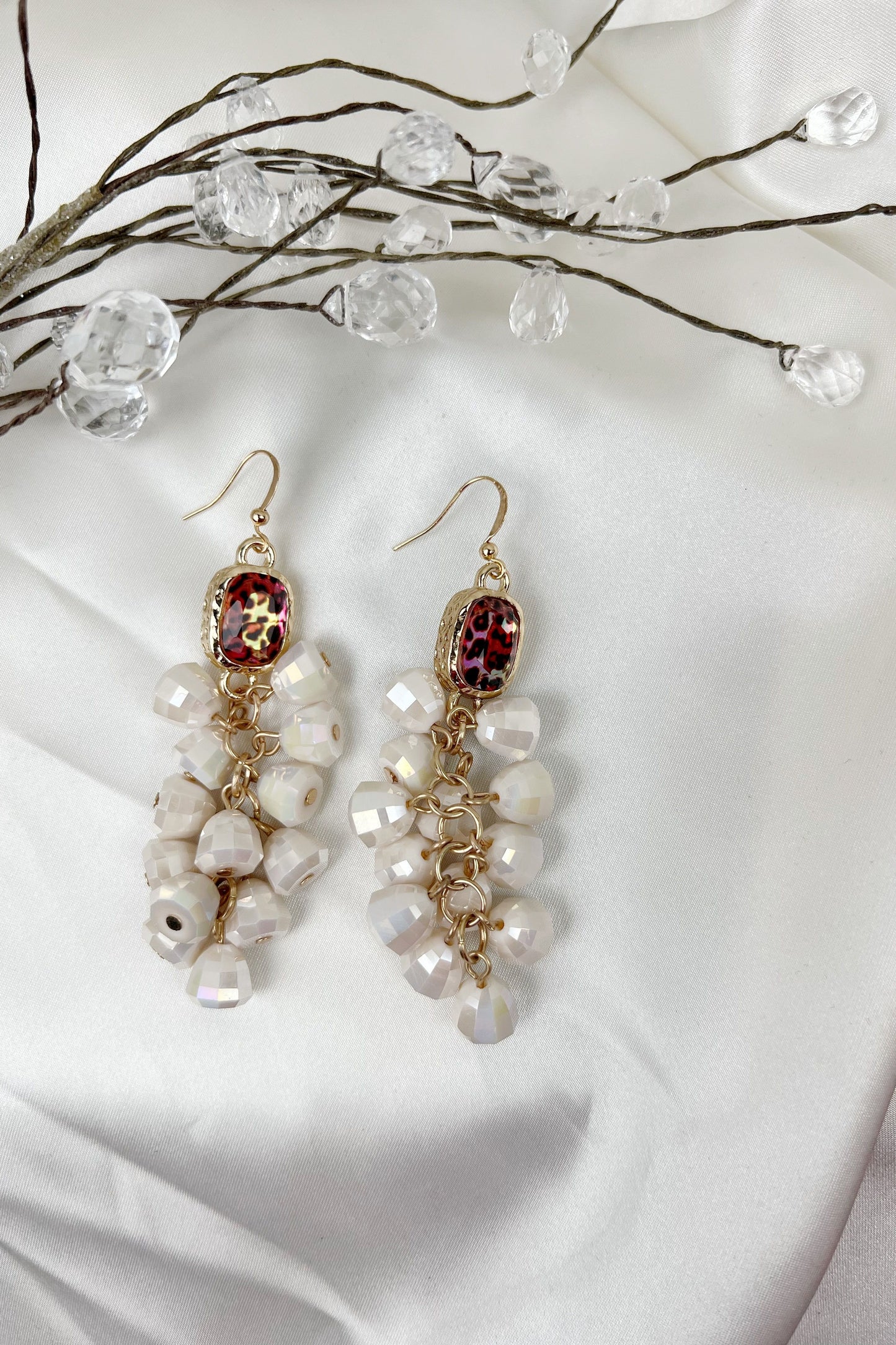 Multicolor Iridescent w/Stone: Earrings