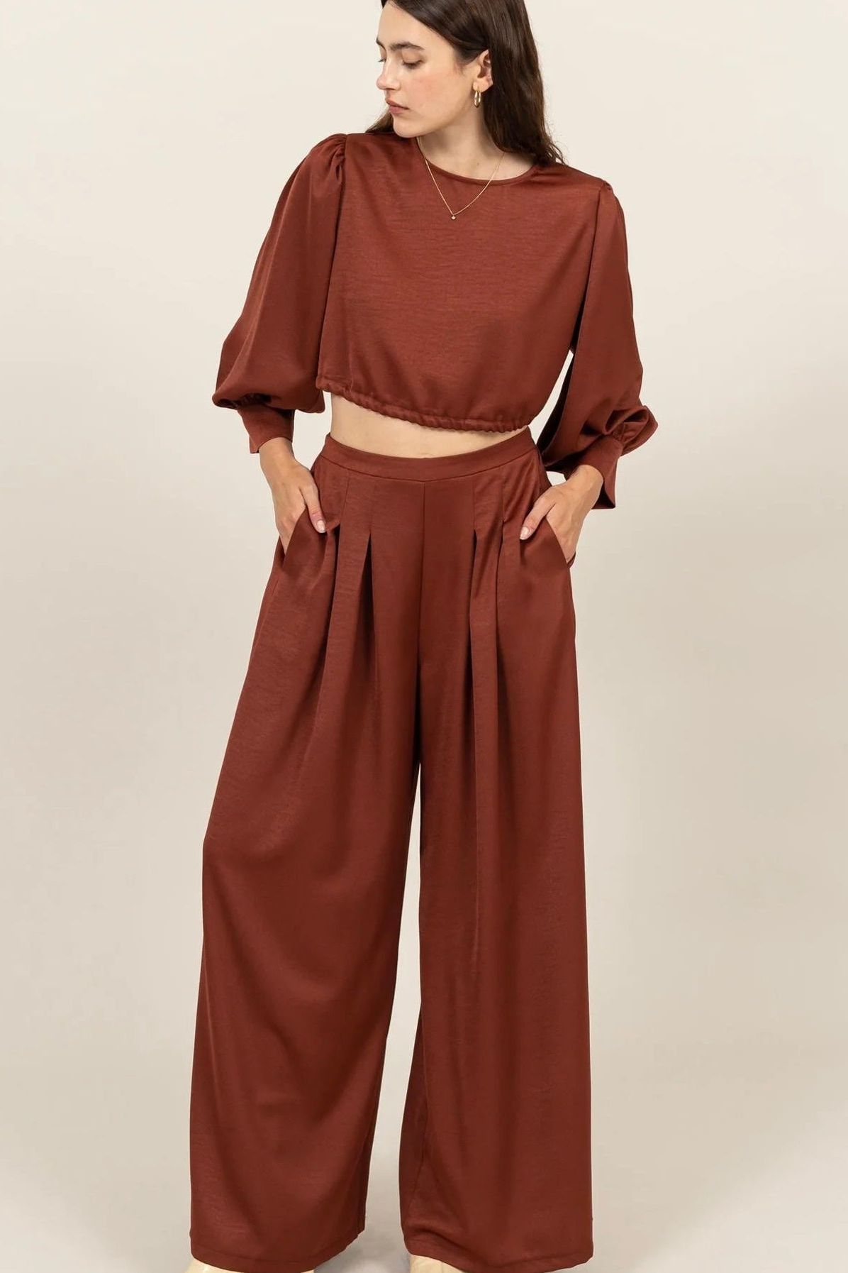 Posh Pleated Pants Set