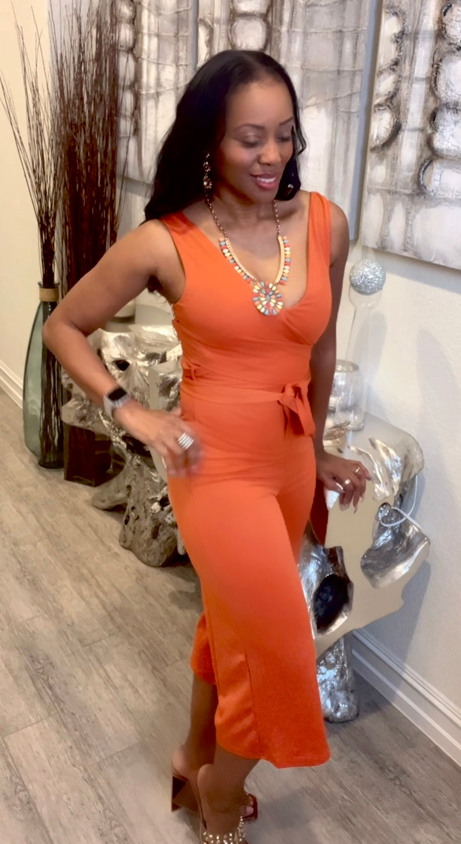 Be A Baddie Wrap Front Capri Romper