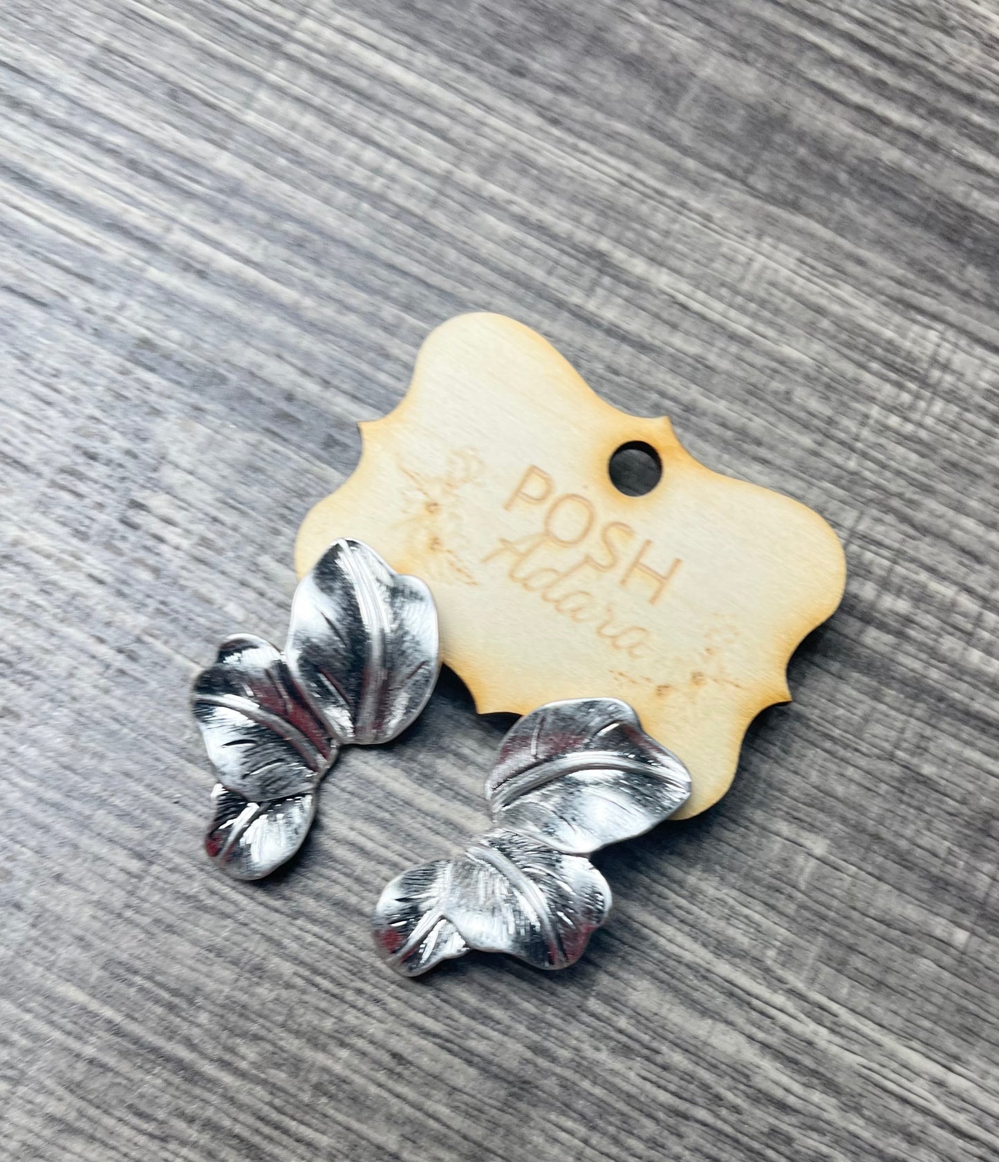 Silver Flower Halves Earrings