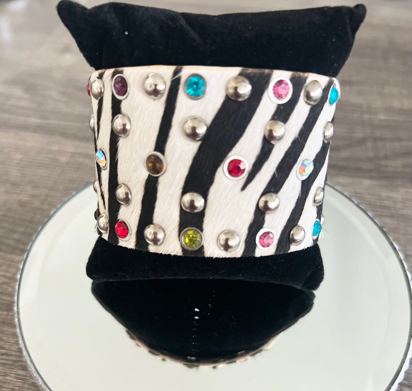 Multicolor Gem Zebra Print Bracelet