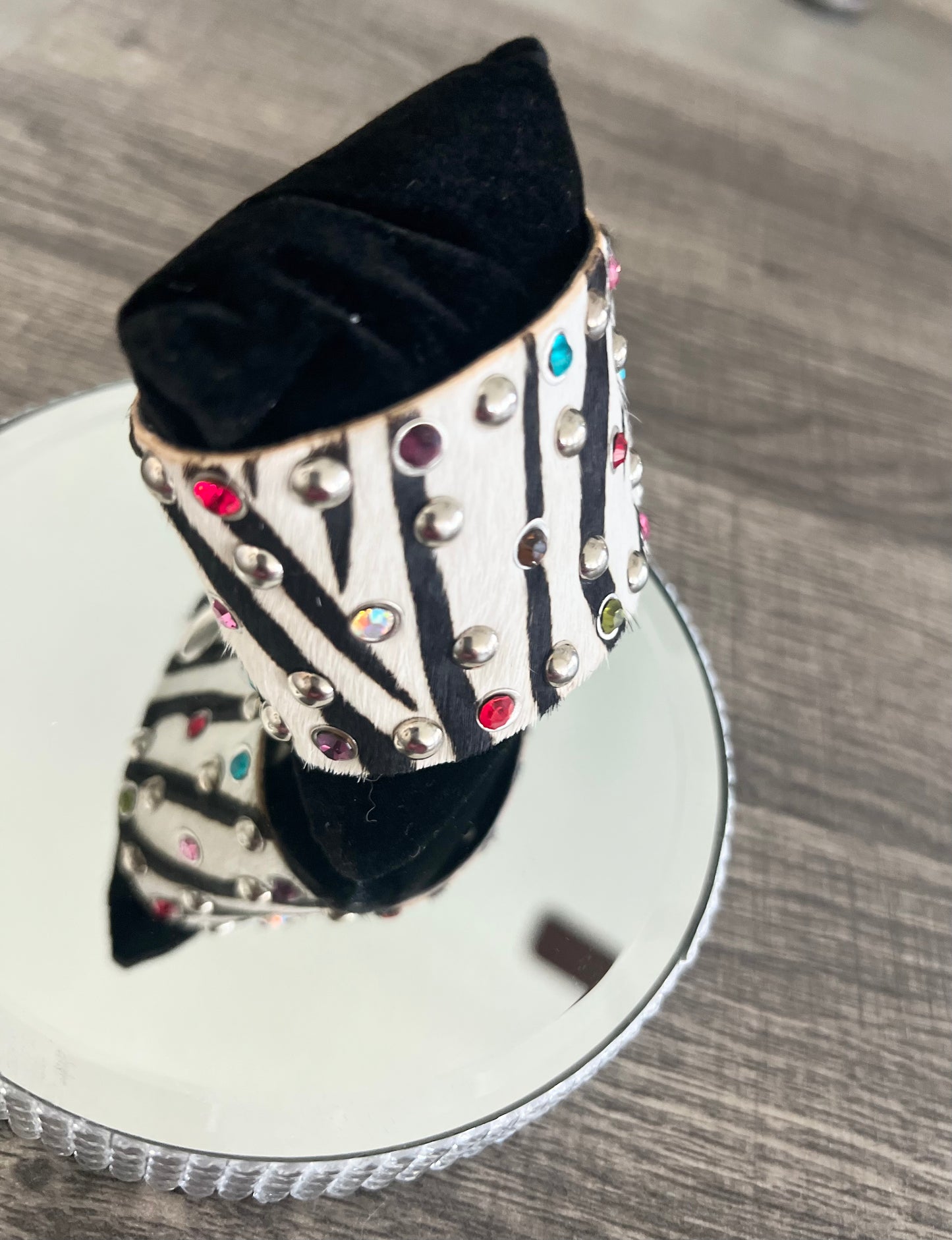 Multicolor Gem Zebra Print Bracelet