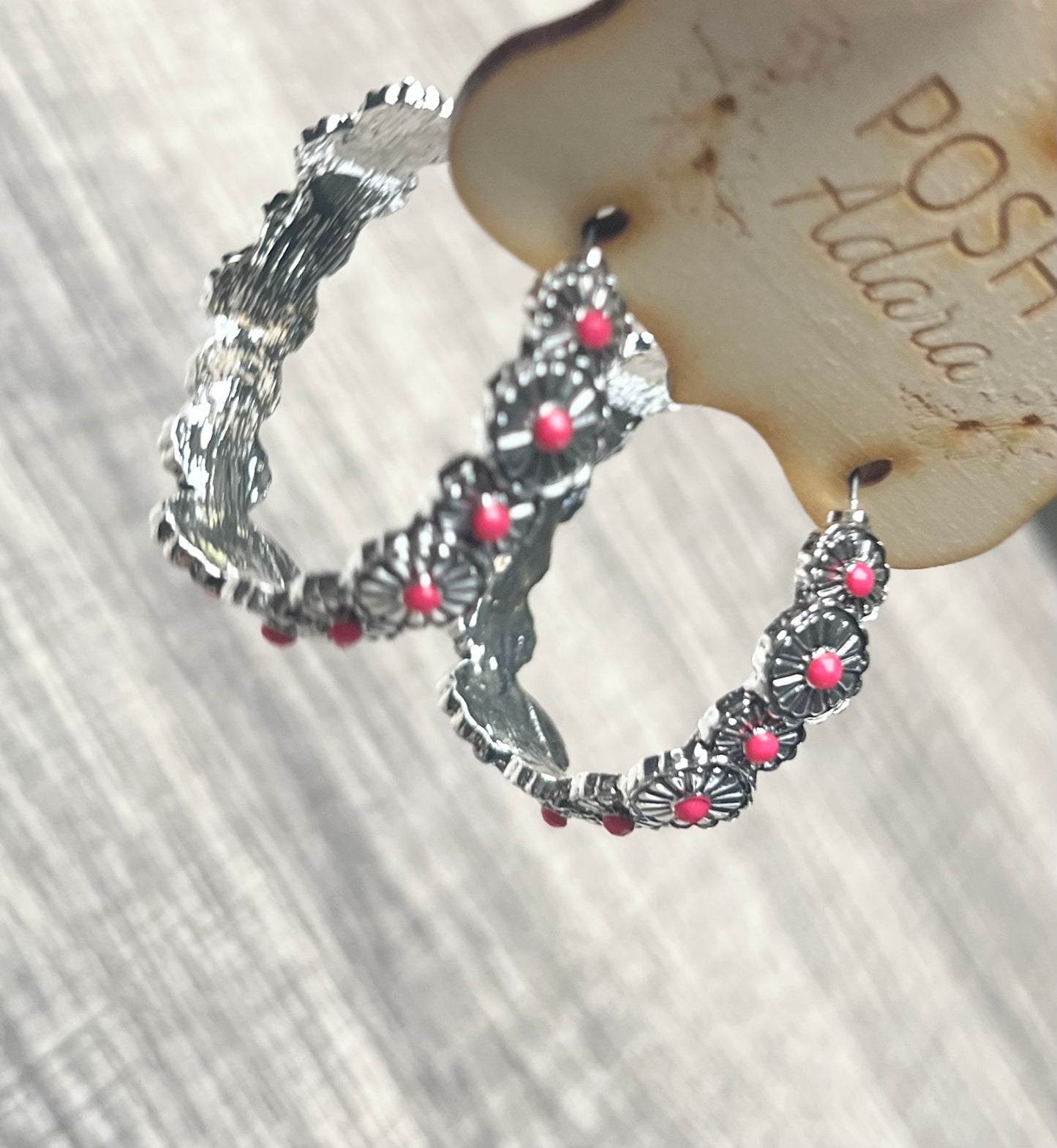 Pink Studded Hoop Earrings