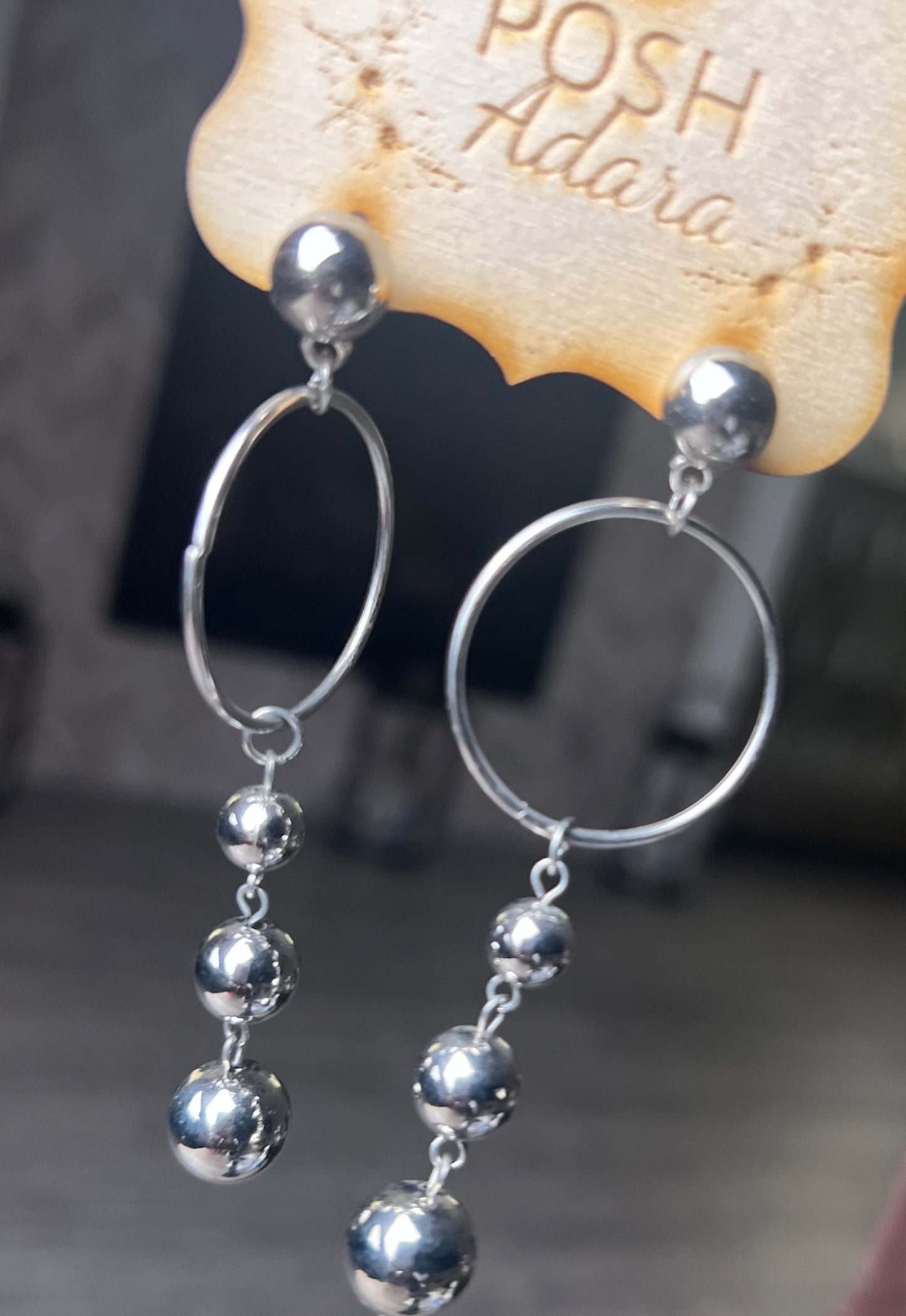 Dangling Silver & Circle Earrings
