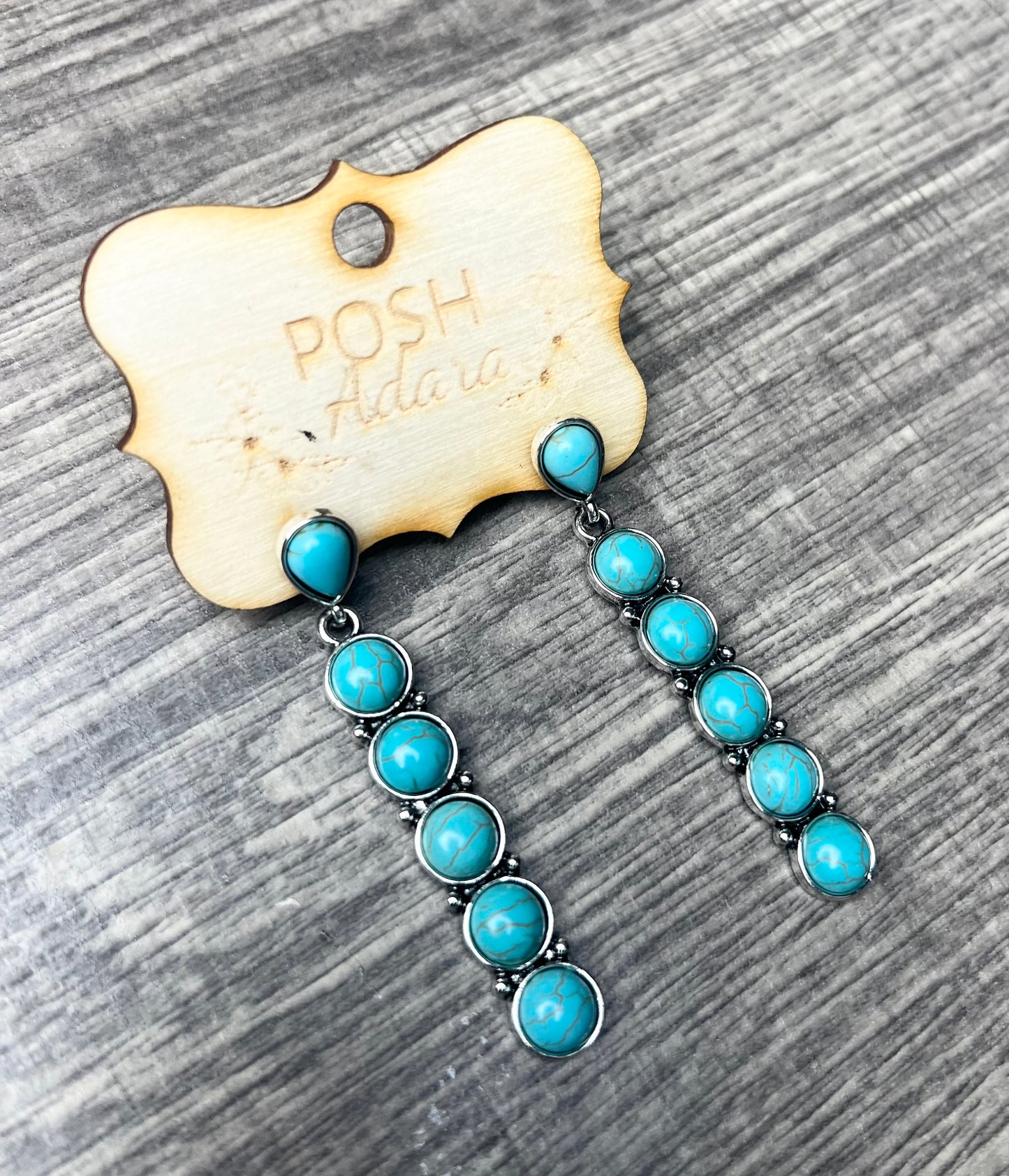 Turquoise Line Dangling Earrings