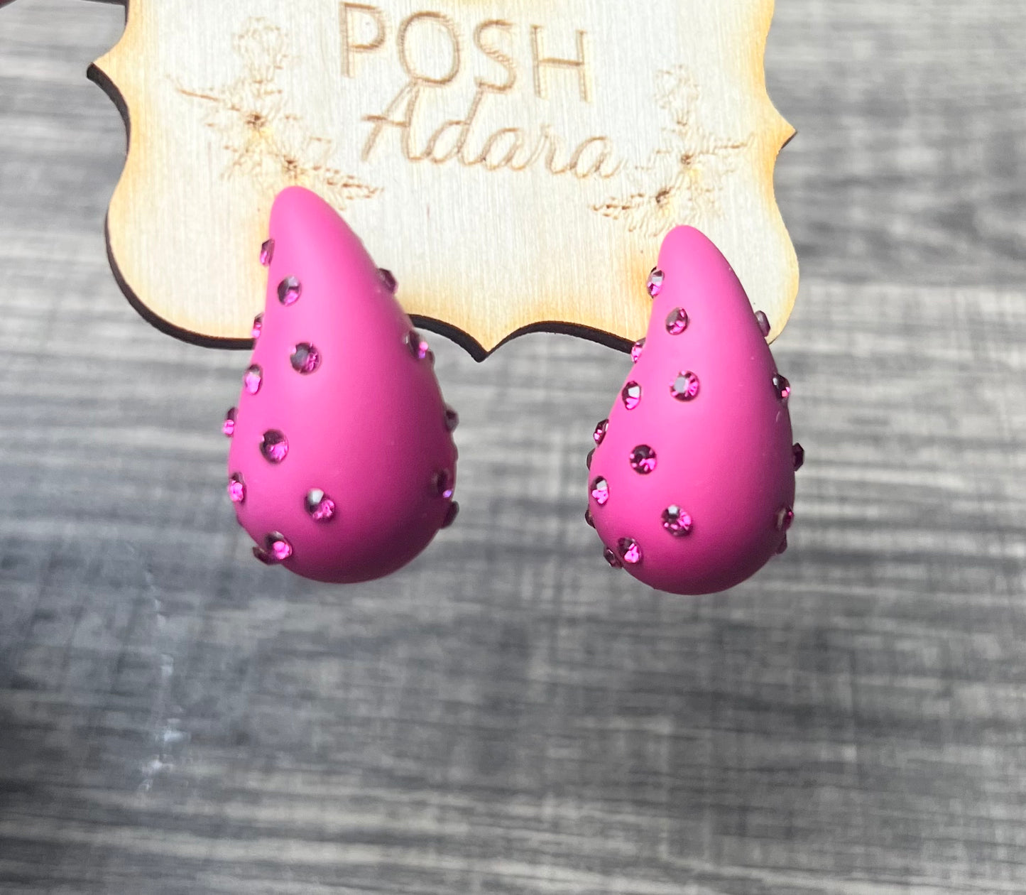 Hot Pink Teardrop Earrings
