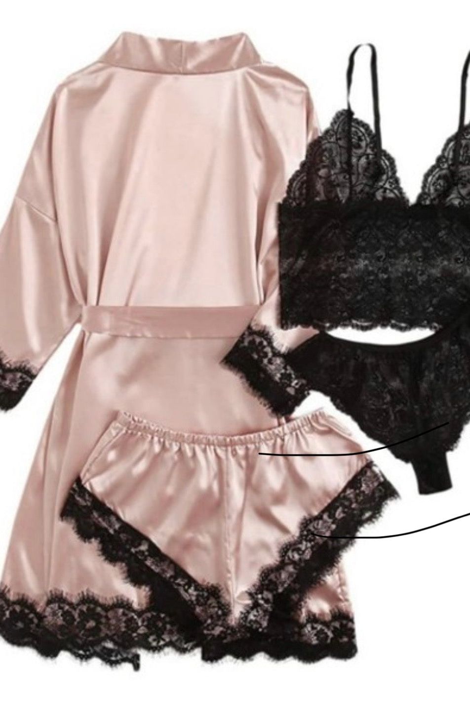 4-Piece Pink Lingerie Combo