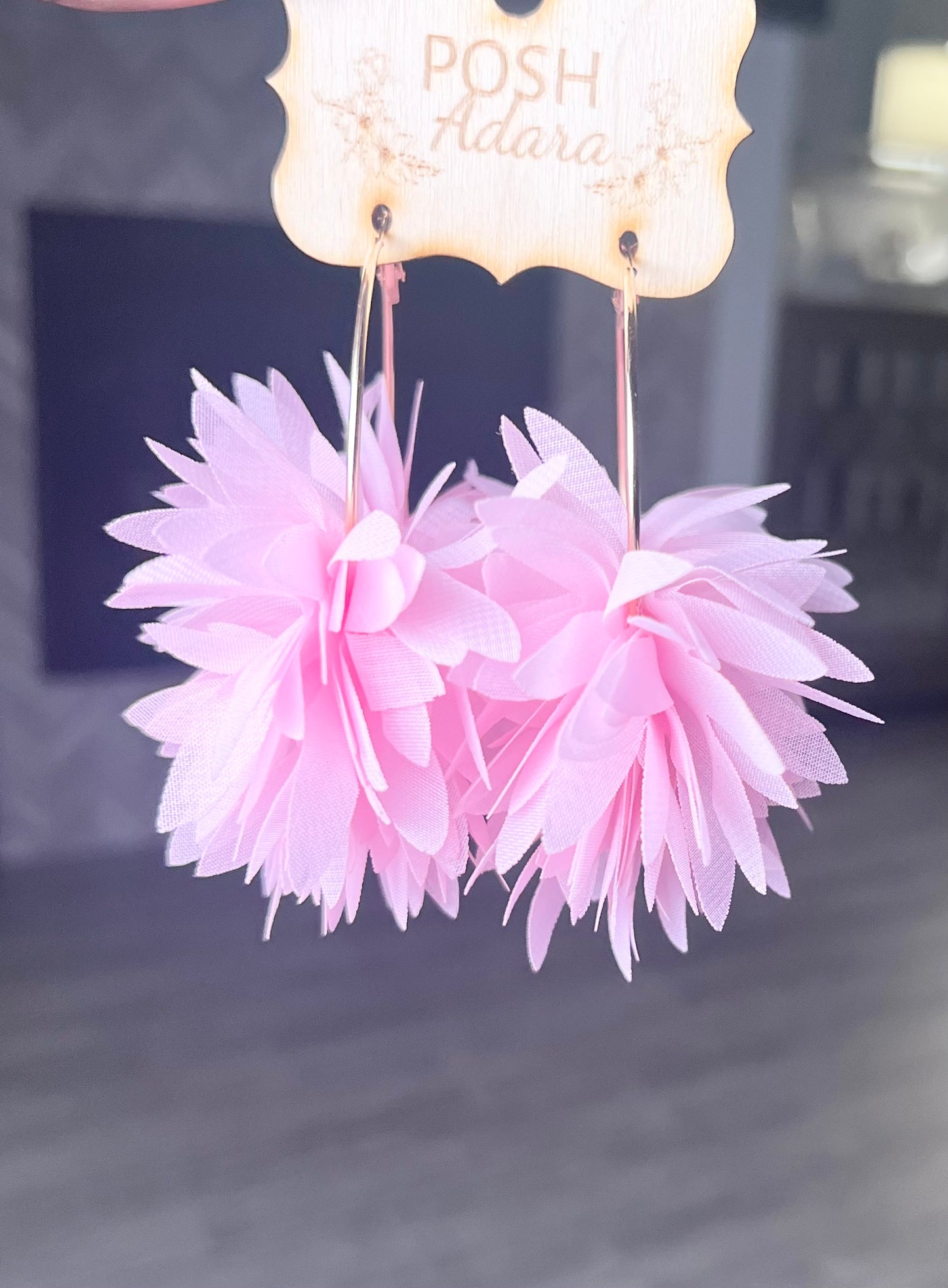 Pink Cactus Flower Earrings