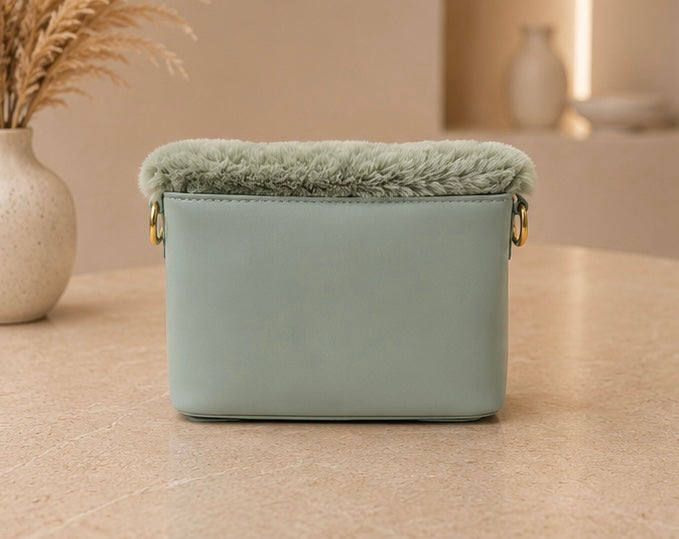 Eucalyptus Princess Mini Handbag with Fuzzy Handle