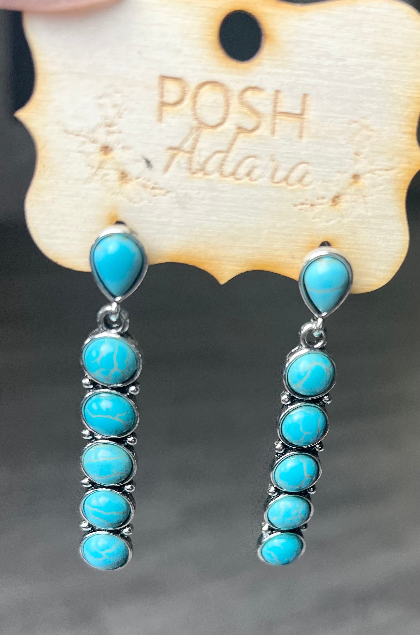 Turquoise Line Dangling Earrings