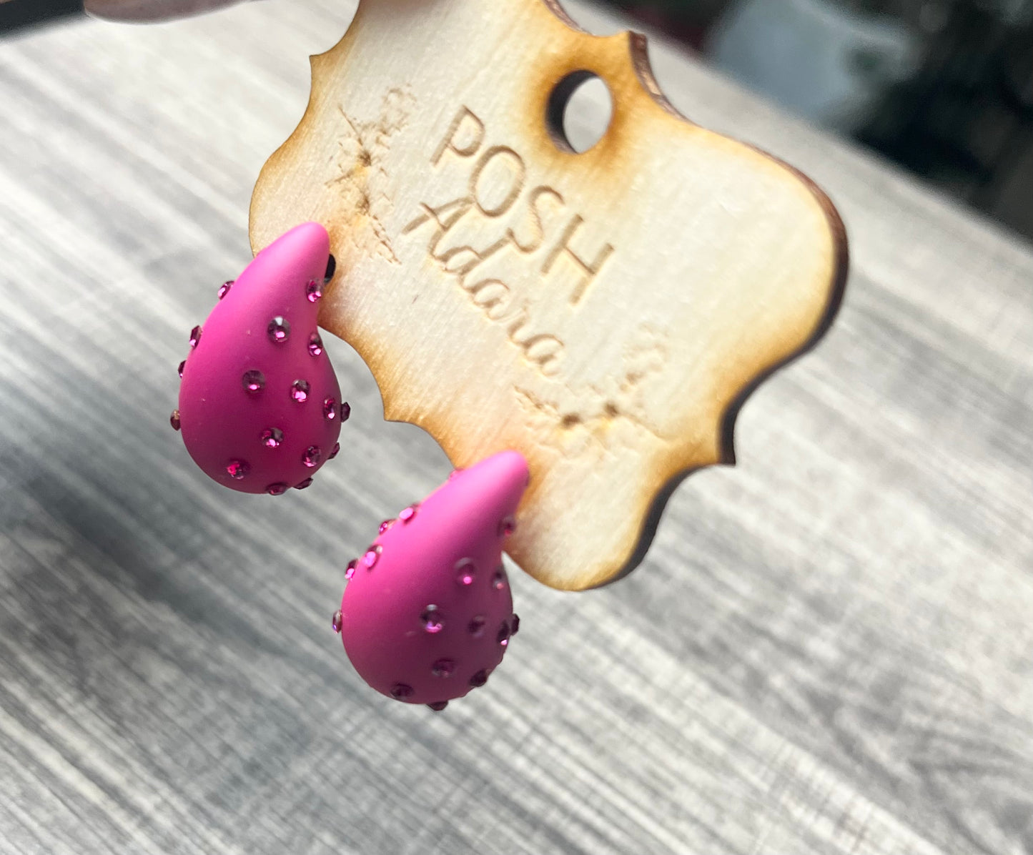 Hot Pink Teardrop Earrings