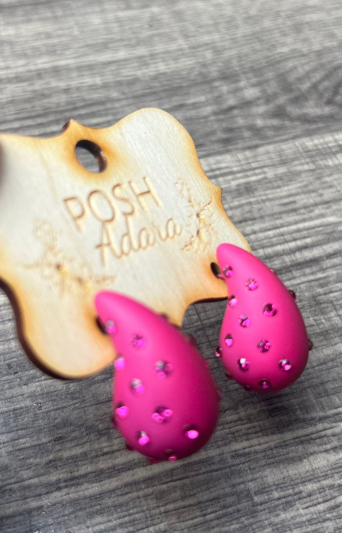 Hot Pink Teardrop Earrings