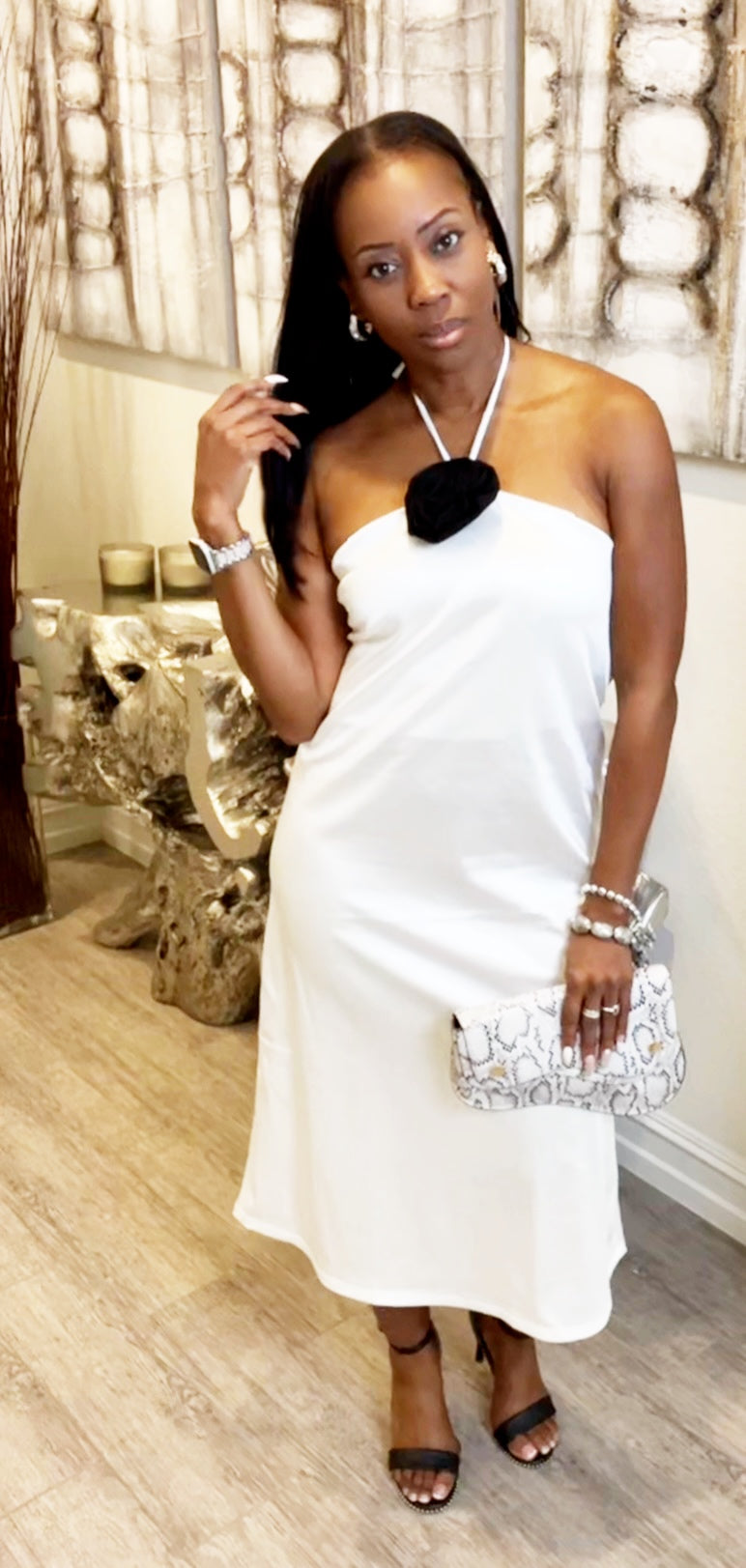 Sleek & Sassy White Halter Dress