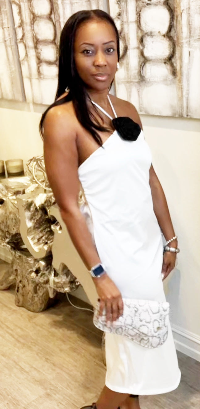 Sleek & Sassy White Halter Dress