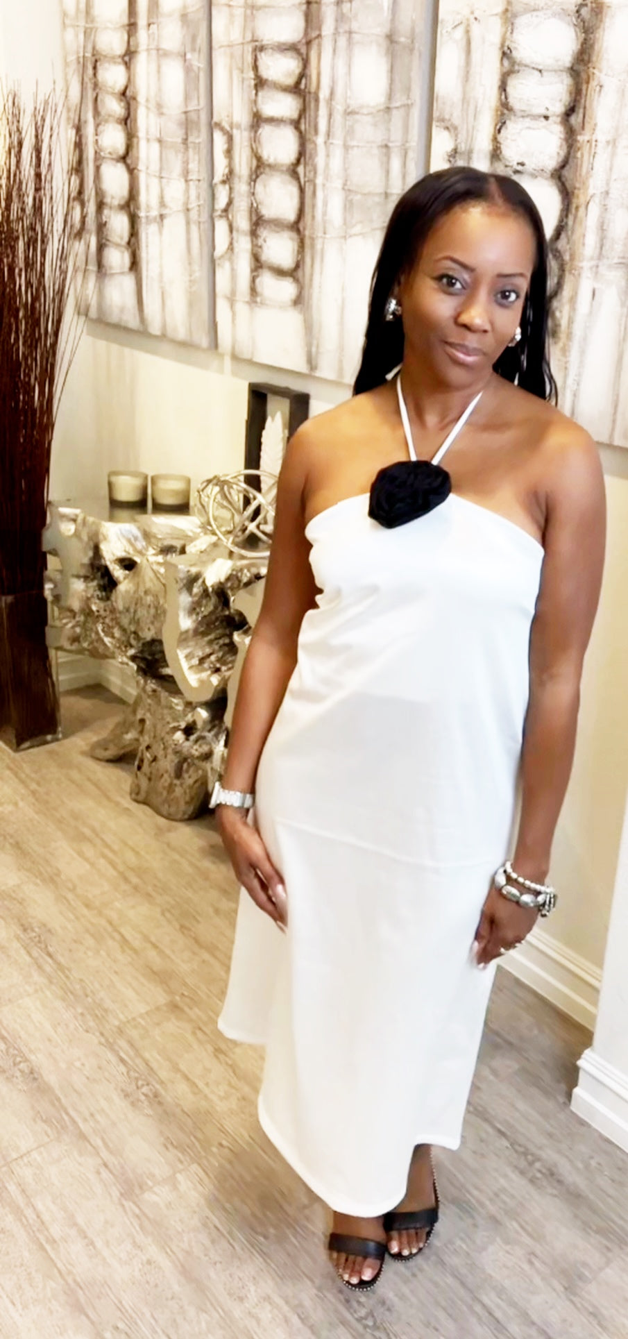 Sleek & Sassy White Halter Dress