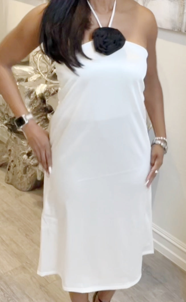 Sleek & Sassy White Halter Dress