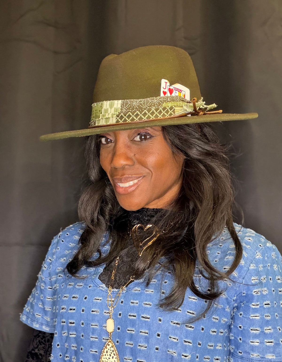 Green Painted Fedora