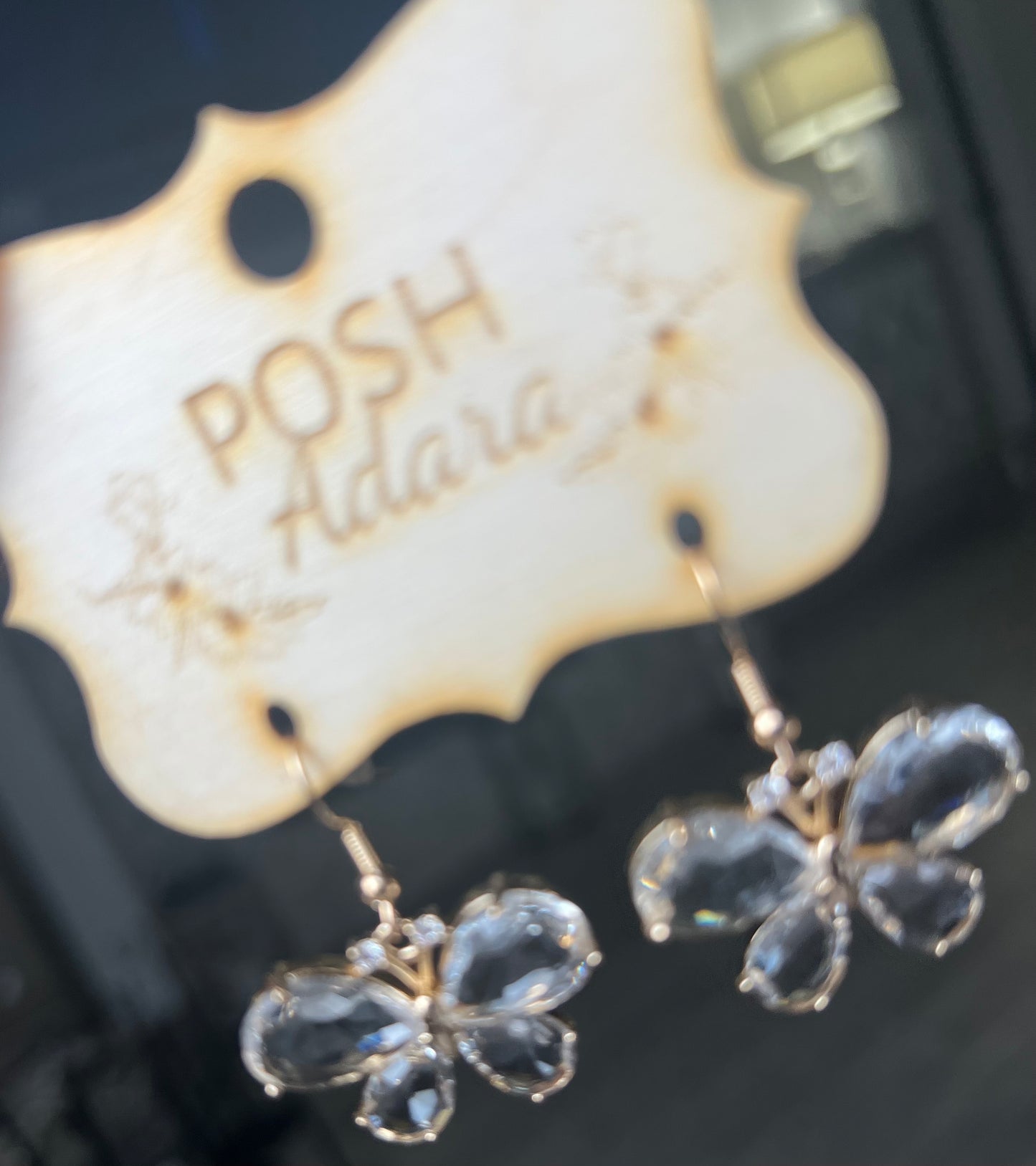 CLEAR BUTTERFLY EARRINGS