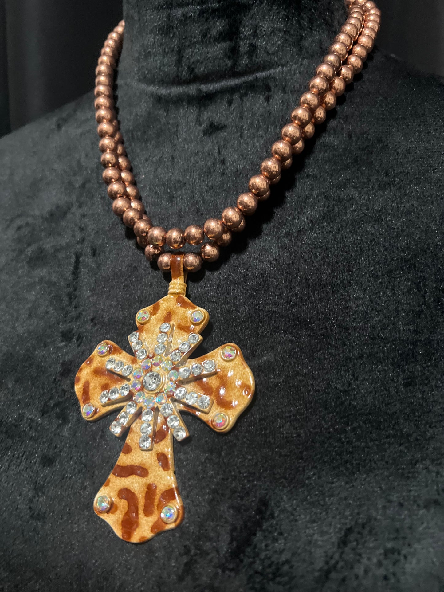 ANIMAL PRINT CROSS NECKLACE-BOX