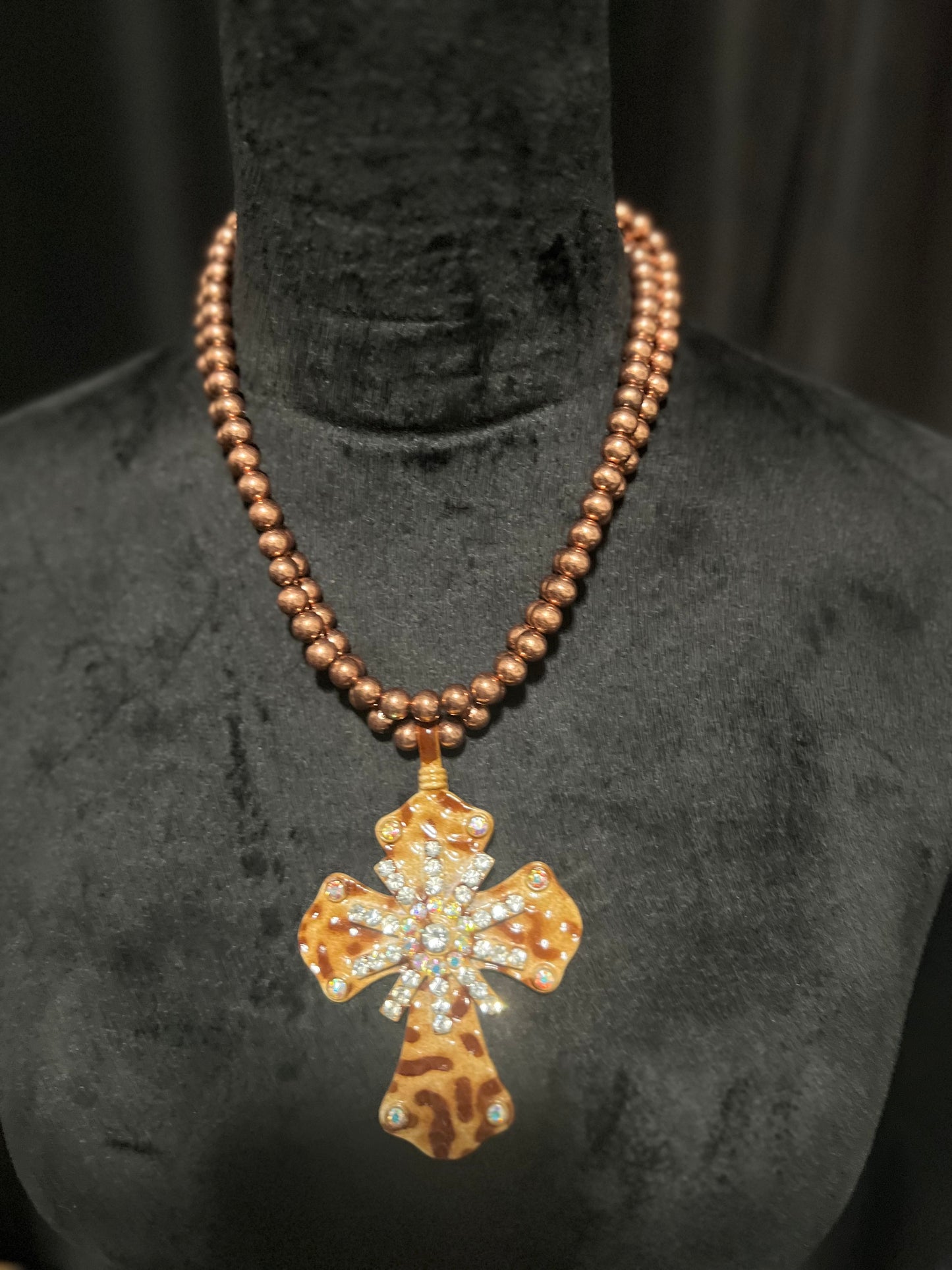 ANIMAL PRINT CROSS NECKLACE-BOX
