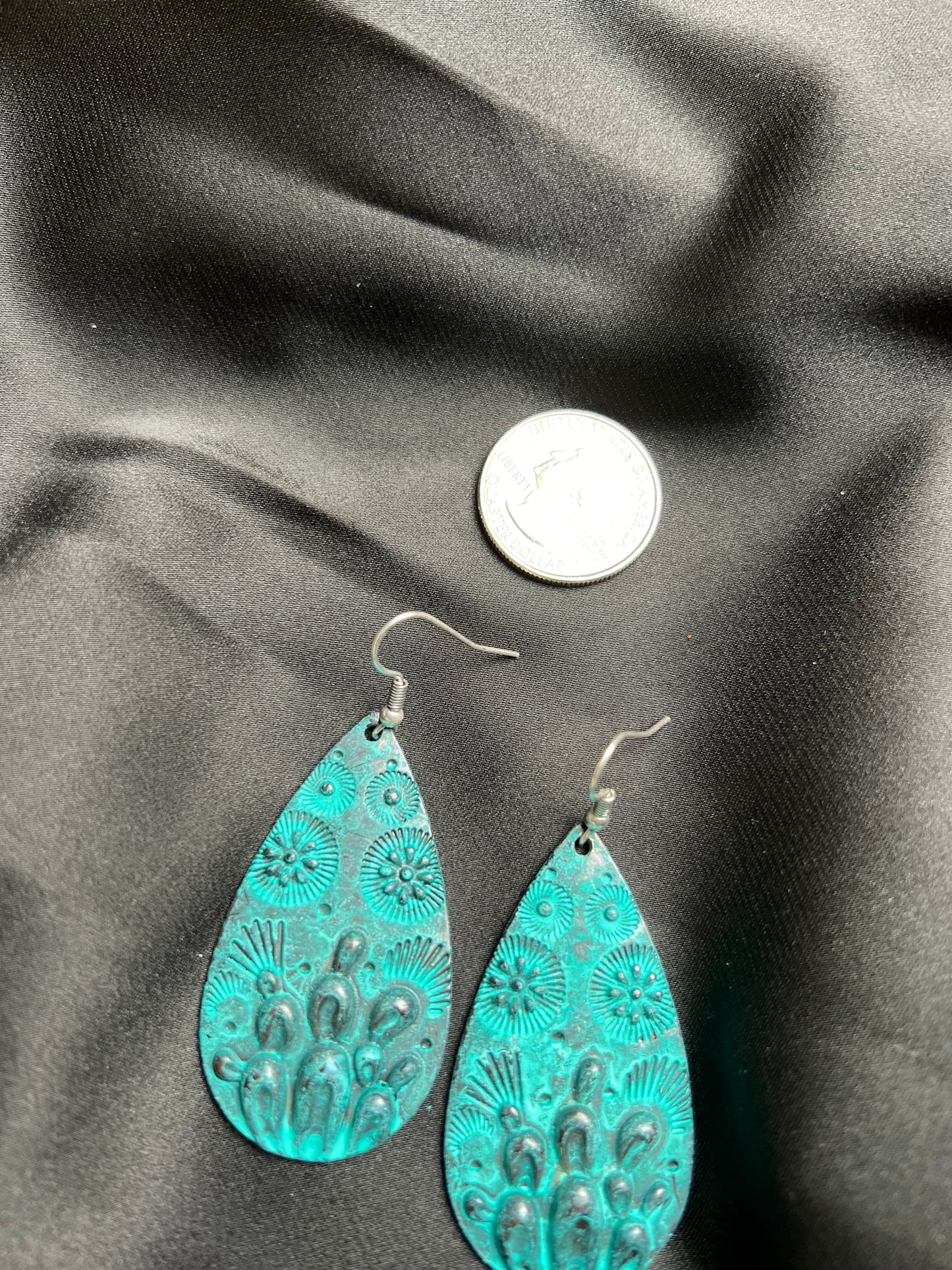 Teal Teardrop and Scenery Earrings