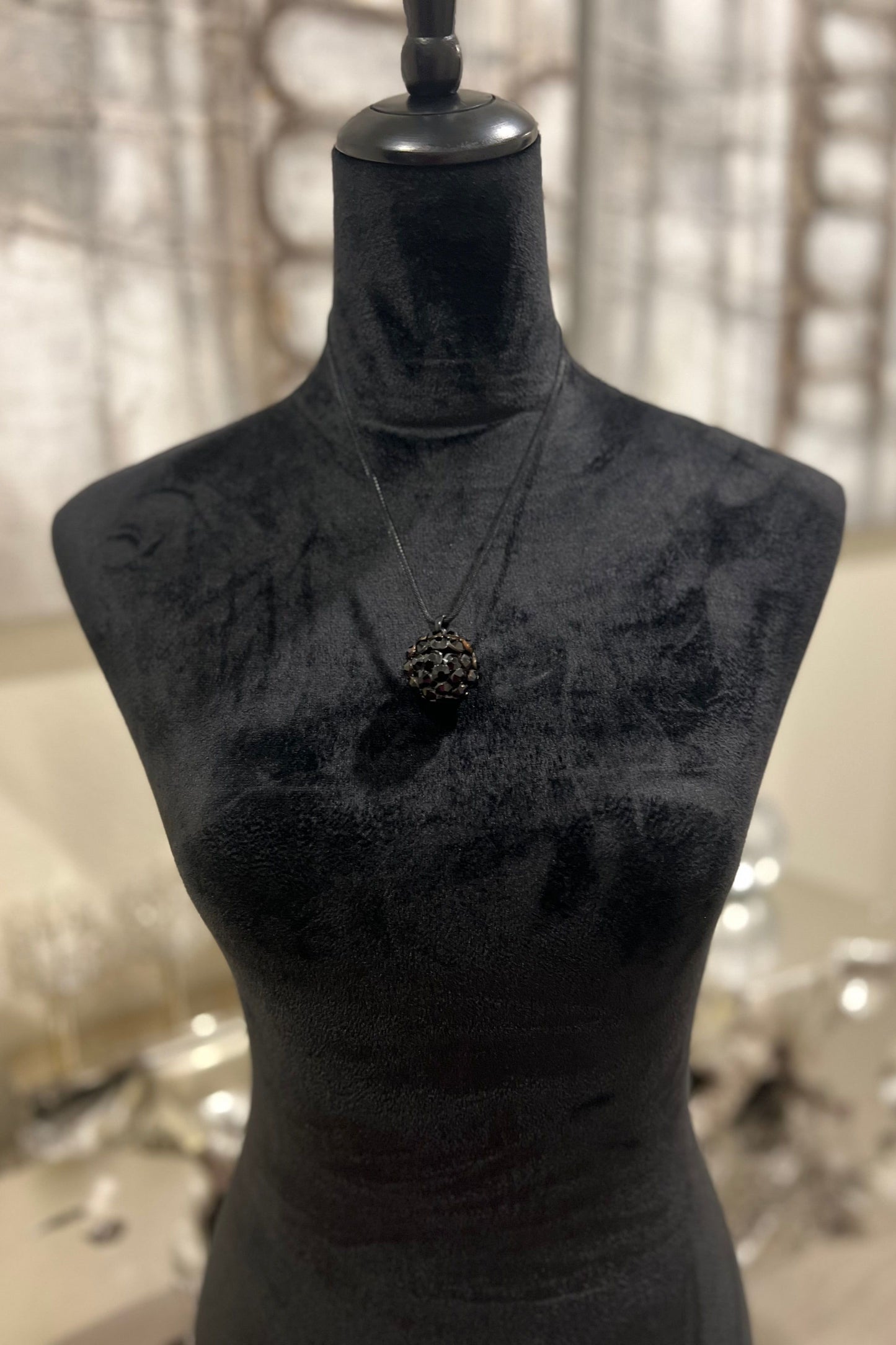 Black Sphere of Gems Necklace