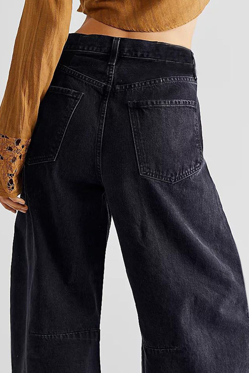 Raw Hem Wide Leg Jeans with Pockets