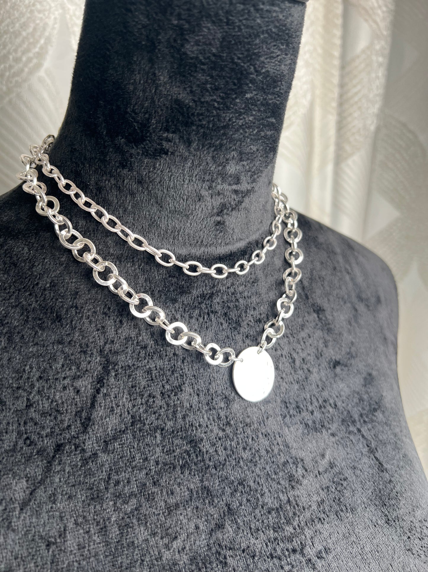 Layer Disc and Chains Necklace