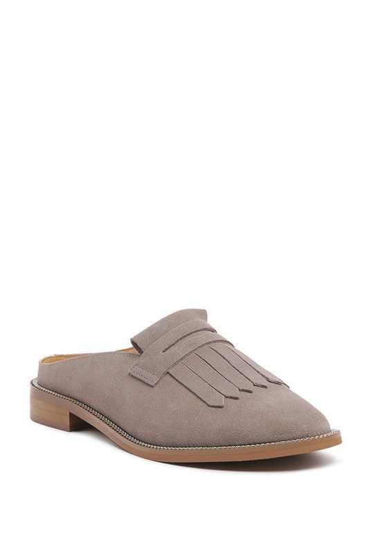 LENA Suede Walking Loafer Mules