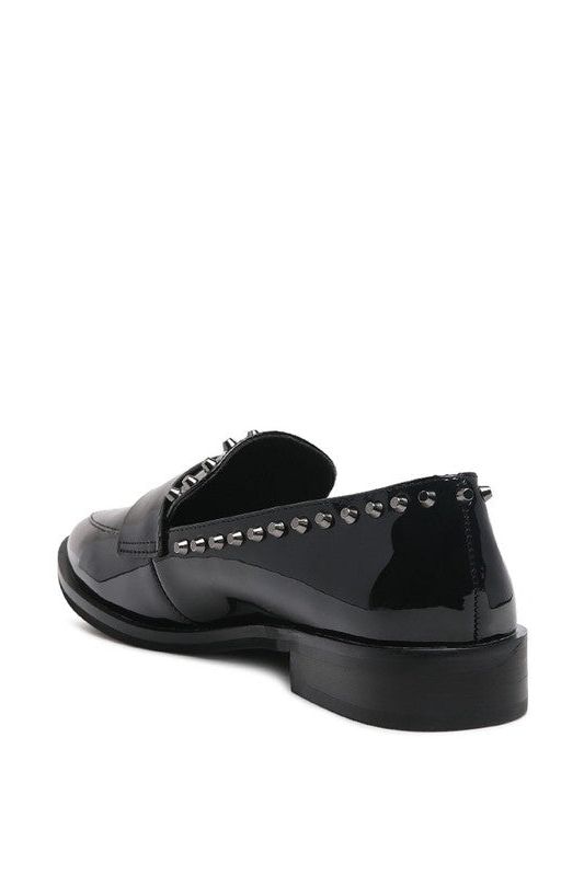 EMILIA Black Shine Forever Stud Penny Loafers