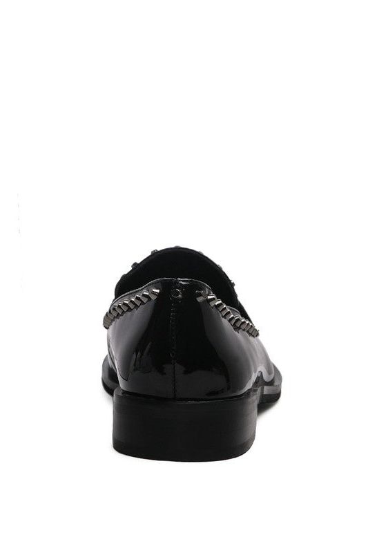 EMILIA Black Shine Forever Stud Penny Loafers