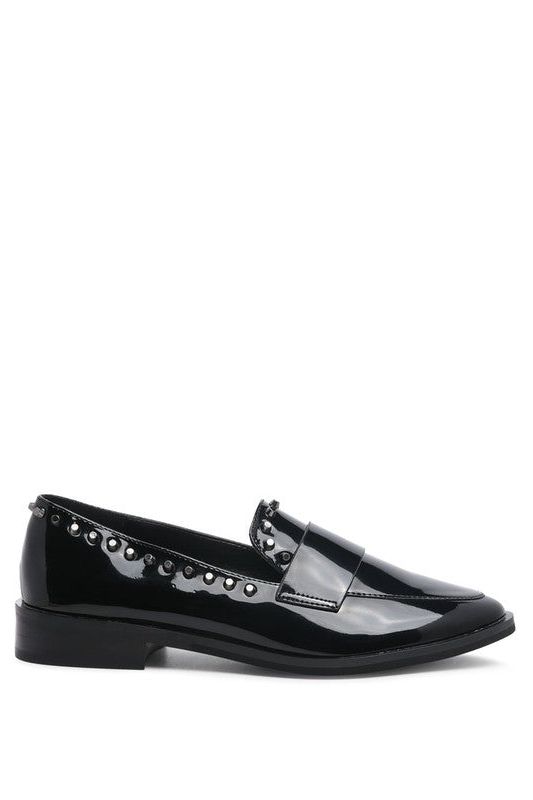 EMILIA Black Shine Forever Stud Penny Loafers