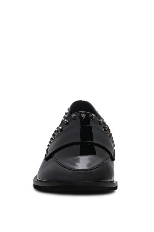 EMILIA Black Shine Forever Stud Penny Loafers