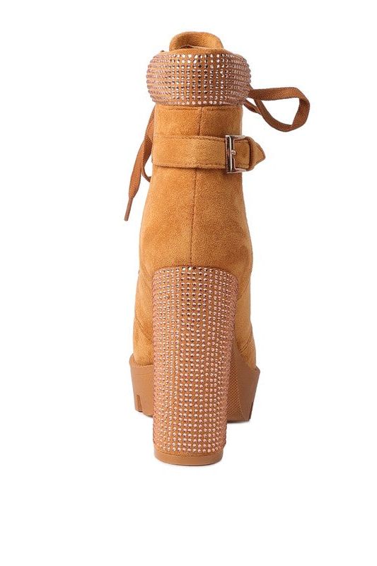 Birch Diamante Set Block Heeled Ankle Boot