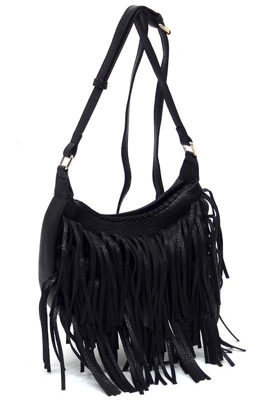 Fringe Hobo Crossbody Bag