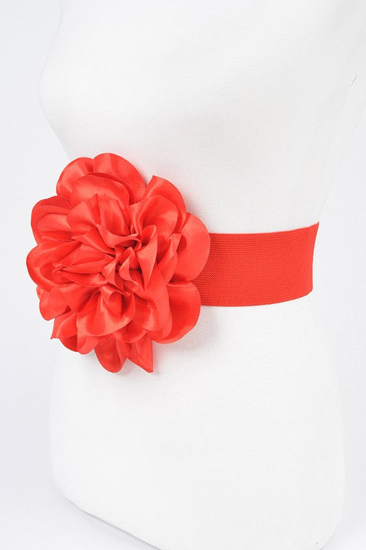 Oversize Satin Flower Elastic Belt