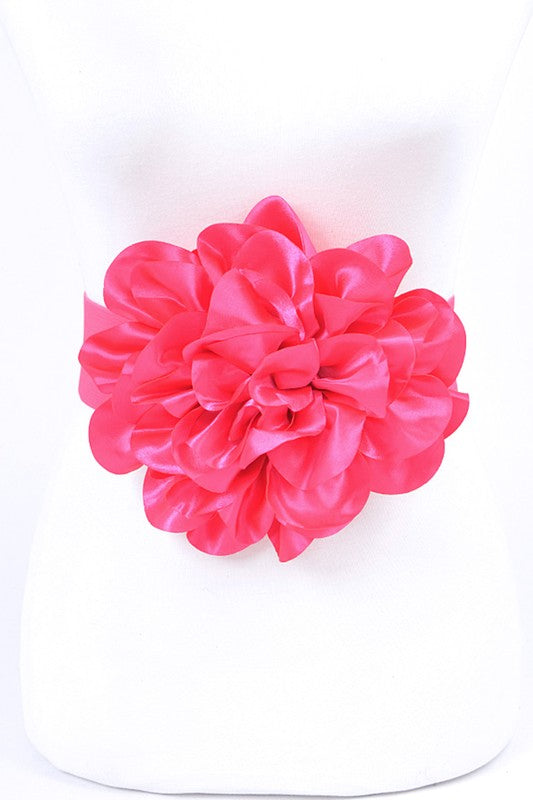 Oversize Satin Flower Elastic Belt